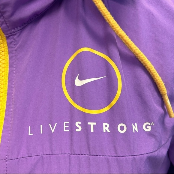 Nike Livestrong purple yellow full zip hooded athletic sports windbreaker Sz M - Picture 3 of 15